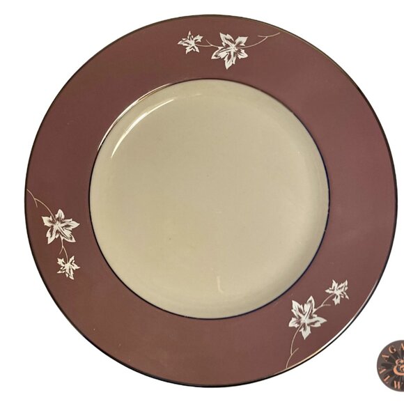 Vintage Flintridge China–MISTY LEAF MAUVE–Platinum Rim-Salad Plate- 8-1/2" - Picture 1 of 2